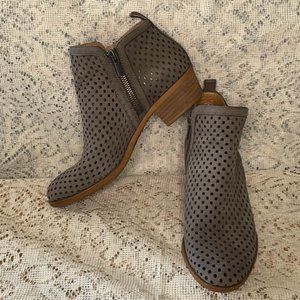 SHOE SALE: Lucky Brand Short cowboy boot in gray suede. Size 6.5. 1.5" heel.